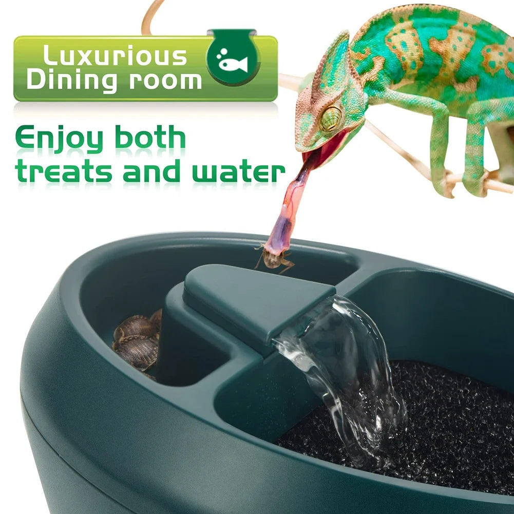 Reptile Drinking Fountain with Snack Trough