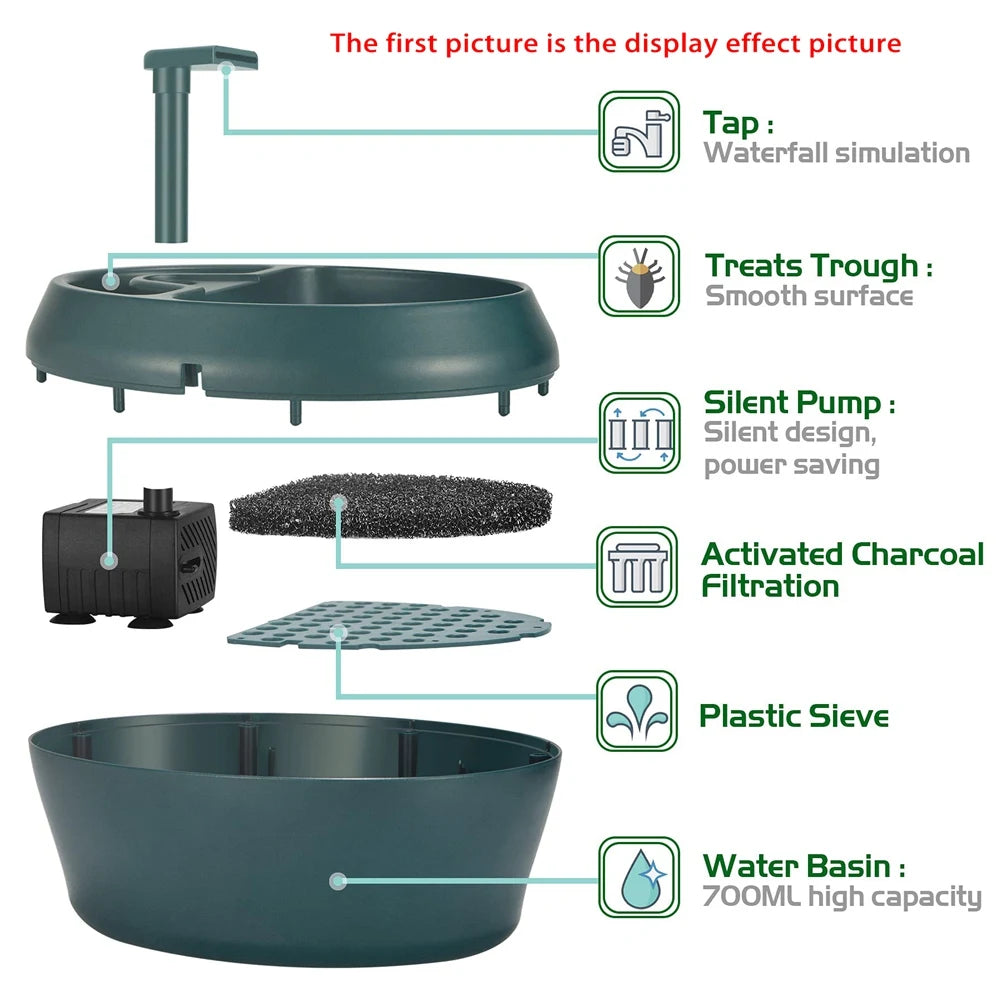 Reptile Drinking Fountain with Snack Trough